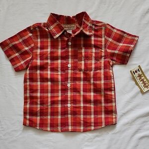 Kids Headquarters Red and White Plaid Button Down Shirt